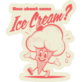 A Happy Ice Cream Cone Sticker