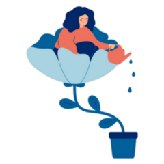 A Happy Woman Growing From Flower In Garden Sticker