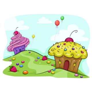 A Land Full Of Cupcakes And Candies Sticker