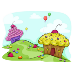 A Land Full Of Cupcakes And Candies Sticker