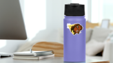 A Large Angry Fast Charging Buffalo Sticker on a Water Bottle (New) example