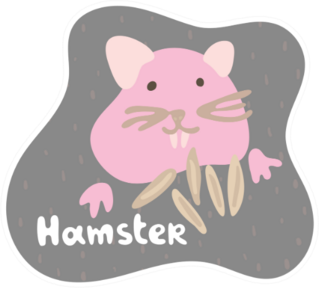 A Little Pink Hamster Eats Grain Sticker