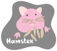 A Little Pink Hamster Eats Grain Sticker