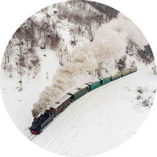 A Little Train, Steam Train In Snow Sticker