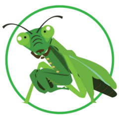 A Logo Praying Mantis Circle Sticker