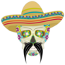 A Male Skull In A Sombrero Hat With A Mexican Black Mustache