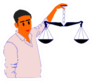 A Man Holding Scales On Hand Presenting Law Sticker