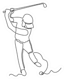 A Man In A Cap Plays Golf One Continuous Drawing Sticker
