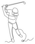 A Man In A Cap Plays Golf One Continuous Drawing Sticker