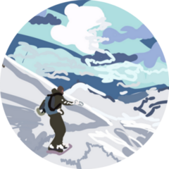 A Man Plays On Snowboard Snowy Mountain Sticker
