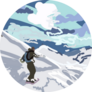 A Man Plays On Snowboard Snowy Mountain Sticker