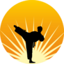A Man Practices In Karate On A Sun Sticker