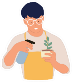 A Man Takes Care Of Flowers The Florist Illustration Sticker