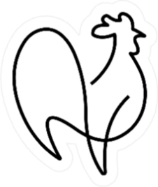 A Minimal, Abstract And Creative Line Art Rooster Chicken Sticker