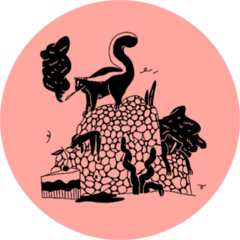 A Monochrome Funny Skunk On A Light Pink Sticker