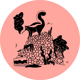 A Monochrome Funny Skunk On A Light Pink Sticker