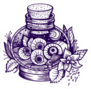 A Mystical Magic Pot With Eyes And Mint Leaves Sorceress Sticker