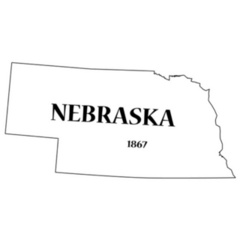 A Nebraska State Outline With Lettering Sticker