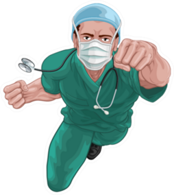 A Nurse Or Doctor Superhero In Surgical Scrubs Sticker