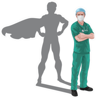 A Nurse Or Doctor Superhero Reflection Illustration Sticker