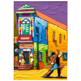 A Painting Of A Street In Argentina Sticker