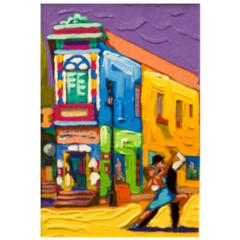 A Painting Of A Street In Argentina Sticker