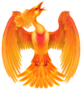 A Phoenix Fire Bird Rising Its Wings Spread Sticker