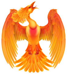 A Phoenix Fire Bird Rising Its Wings Spread Sticker