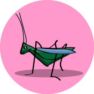 A Pink Grasshopper In Cartoon Style Sticker 