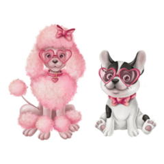 A Pink Poodle With A Bow Bulldog Sticker