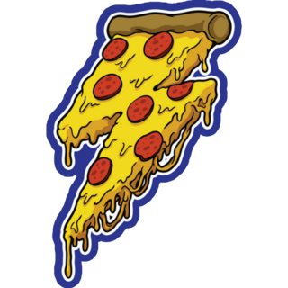 A Pizza Shaped Like A Lightning Bolt Sticker