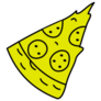 A Pizza Slice With Smiley Faces Sticker