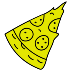 A Pizza Slice With Smiley Faces Sticker