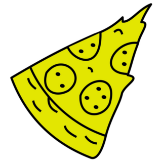 A Pizza Slice With Smiley Faces Sticker