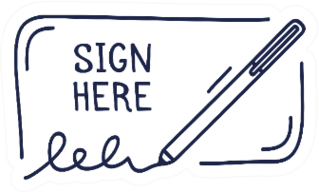 A Place For Signature And Pen Icon Sign Here Legal Sticker