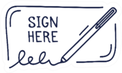 A Place For Signature And Pen Icon Sign Here Legal Sticker
