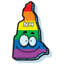 A Rainbow Cartoon Of New Hampshire Smiling Sticker