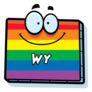 A Rainbow Cartoon Of Wyoming Smiling Sticker