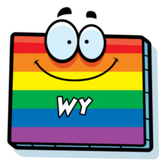 A Rainbow Cartoon Of Wyoming Smiling Sticker