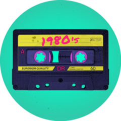 A Retro 1980s Neon Synthwave Audio Cassette Sticker