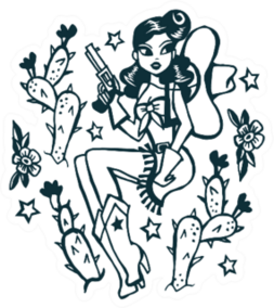 A Retro Style Illustration Of Cowgirl Sticker