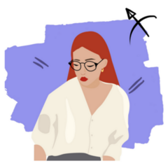 A Sagittarius Girl On A Bright Purple Background Sticker