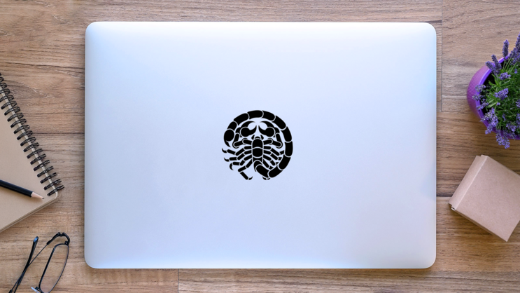 A Scorpio Scorpion Horoscope Sticker on a Laptop (New) example