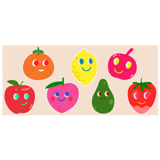 A Set Of Cute Adorable Fruits Sticker