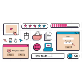 A Set Of User Interface Elements 90s Sticker