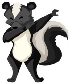 A Skunk Dabbing On White Background Illustration Sticker