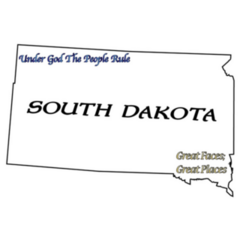 A South Dakota State Outline With The Motto Sticker