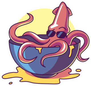A Squid In A Bowl With Sunglasses Sticker