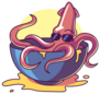 A Squid In A Bowl With Sunglasses Sticker