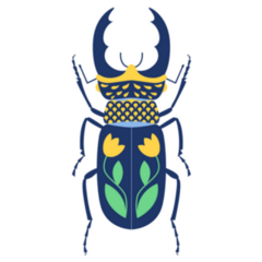 A Stag Beetle Floral Pattern Sticker